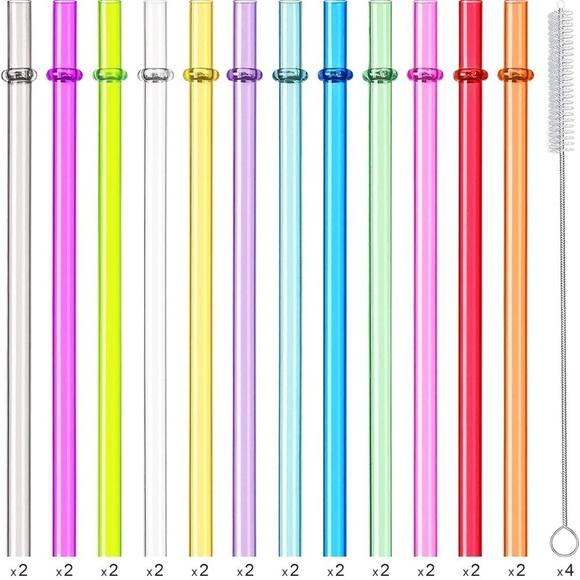 24-Pack Reusable Straws with Cleaning Brushes - 12 Colors! - Picture 10 of 11
